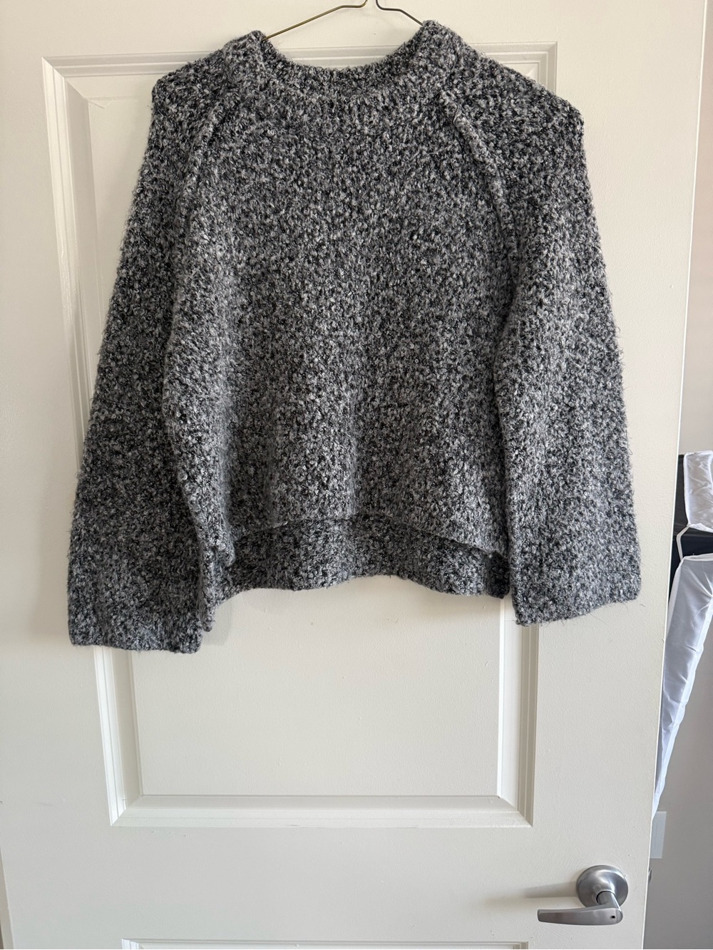 Free People Heather Gray Bouclé Crewneck Sweater